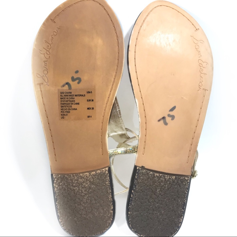 NEW Sam Edelman Gigi Gold Thong Sandals, 5 - Picture 5 of 8